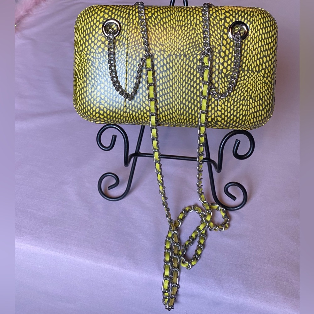 BCBG MaxAzria Chloe Sunflower Snakeprint Box Purse - Picture 6 of 13